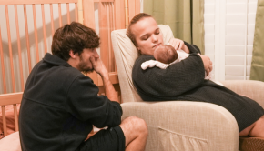 Brice and Liz getting Leighton to sleep in the nursery chair - TLC