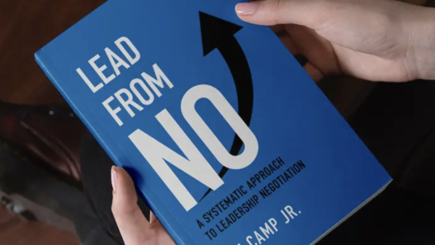 Jim Camp, Jr. - Lead From No - book cover art in two hands